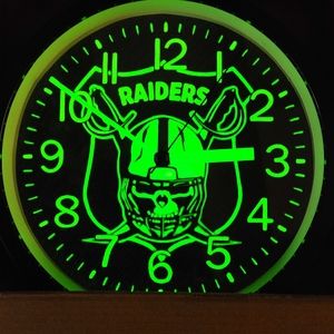 Raiders Glow In The Dark Wall Clock New!